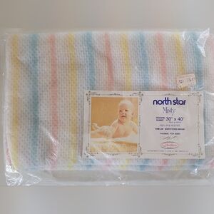 Vintage NOS Pastel Polyester Baby Receiving Blanket Chatham North Star Misty